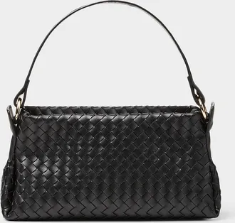 Simons Womens Basketweave faux-leather evening bag