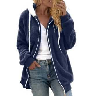 Generic Womens Fleece Jackets Full Zip Size 24 | Wool Coats For Women Uk With Hood Winter Coats Light Fuzzy Sweatershirt Thermal Sport Jacket Windproof Hooded
