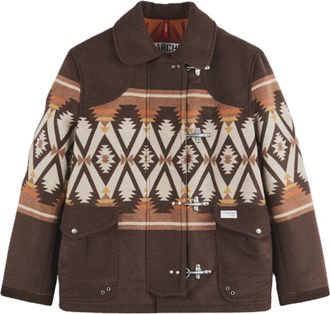 Fay Geometric Patterned Toggle Classic Collar Jacket
