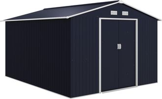 OUTSUNNY Cobertizo De Jard&iacute;n De Exterior 8,3 M&sup2; 277x322x192 Cm Caseta De Jard&iacute;n Con 2 Puertas Corredizas Base Refuerzo (suelo No Incluido) Gris