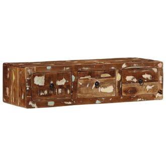 Berkfield Home Wall-mounted TV Cabinet 100x32x25 cm Solid Wood Reclaimed in Brown | Size: 100 x 32 x 25 cm