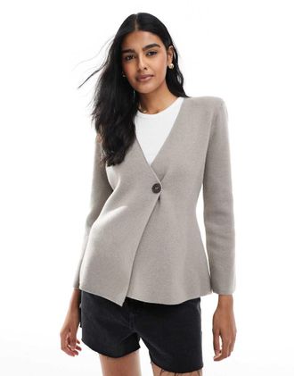 Only Cardigan strutturato color pietra con scollo a V-Neutro