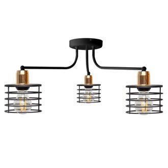 Netlighting Edison Multi Arm Semi Flush Ceiling Light Black Copper 65cm