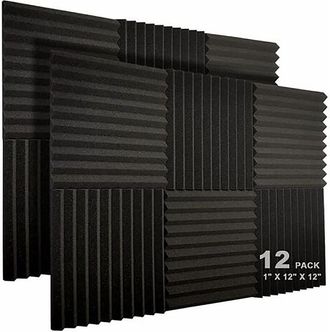OEM Paquete De 12 Paneles Ac&uacute;sticos De 10 Ranuras, 2,5 X 30 X 30 Cm, Cu&ntilde;as Insonorizantes De Espuma Ac&uacute;stica Para Estudio, Paneles Resistentes Al Fuego De