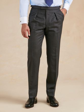 Oliver Brown Pleated Morning Trousers - Classic Striped