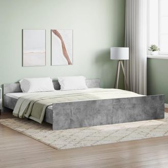 Berkfield Home Bed Frame with Headboard with Footboard Concrete Grey 180x200 cm Super King