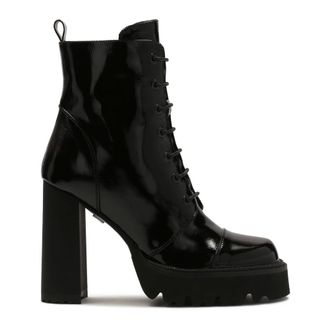 Kazar Schoenen, Dames, Zwart, 35 EU, Leer, Gelakte laarzen met hoge hak en profielzool