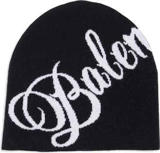 Balenciaga Jacquard Logo Wool Beanie in 1070 Black/White at Nordstrom, Size 2