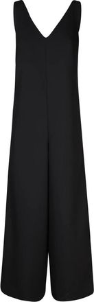 Herno V-hals Crop-pijpen Jumpsuit - Dames - Jumpsuits - Zwart - M - Polyester - Jumpsuits & Playsuits