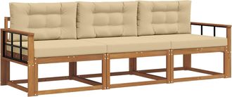 vidaXL Conjunto De Sof&aacute;s De Exterior 3 Uds. Natural Y Beige Vidaxl