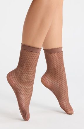 Nordstrom Openwork Anklet Socks in Mocha Bisque at Nordstrom, Size 9