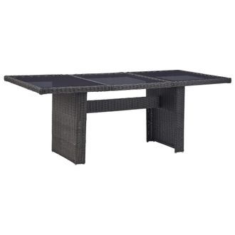 vidaXL Vidaxl - Mesa Comedor Jard&iacute;n Vidrio Rat&aacute;n Sint&eacute;tico Negro 200x100x74 Cm