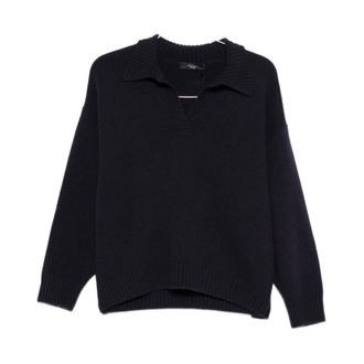 Max Mara Agre - Dames - V-hals truien - Blauw - XS - Wol - Truien & Vesten