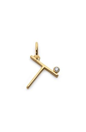 Monica Vinader Lab Grown Diamond Initial Pendant in 18K Gold Vermeil /Diamond - T at Nordstrom