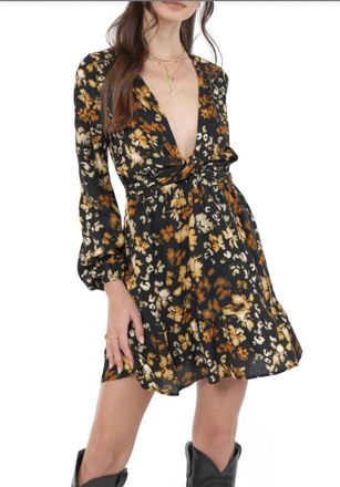 Sadie & Sage With Ease Deep V Mini Dress In Black