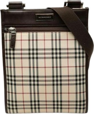 Burberry Pre-owned Canvas Crossbody Bag - Dames - Vintage Schoudertas - Beige - ONE Size - Leer - Vintage