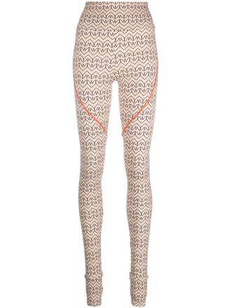 Patrizia Pepe monogram-print leggings - Neutrals