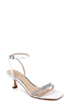 Badgley Mischka Nayla Ankle Strap Sandal in Ivory Satin at Nordstrom, Size 6.5