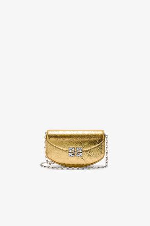 Ganni Gold Lulu Wallet On Chain in Metallic