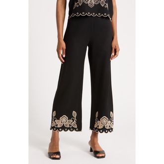 Ellen Tracy Embroidered Pants in Black at Nordstrom Rack, Size X-Large