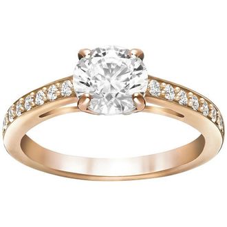 Swarovski Ring met centrale steen en zijstenen - Dames - Ringen - Geel - ONE Size - Accessoires