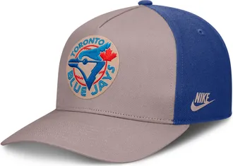 Nike Toronto Blue Jays Cooperstown Rise Nike Mens MLB A-Frame Adjustable Hat in Brown | NB1A0KJ6TBJ-LCD
