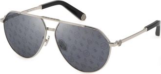 Philipp Plein Zonnebrillen met spiegelglazen - Heren - Zonnebrillen - Grijs - ONE Size - Nylon - Accessoires