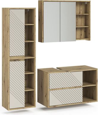 Vicco Juego De Muebles De Ba&ntilde;o De 3 Piezas Viola, Roble Artesanal, 3 Partes, Vicco