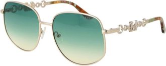 Guess Accessoires, Dames, Grijs, ONE Size, Gouden Dames Zonnebril Ronde Stijl