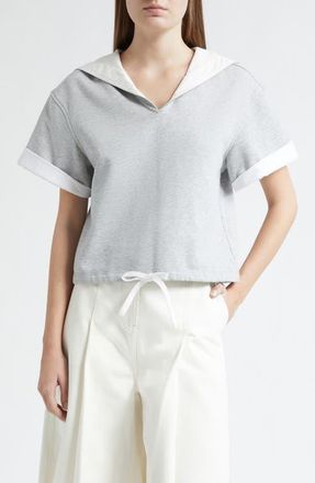 3.1 Phillip Lim French Terry Sailor Top in Light Grey Melange-White at Nordstrom, Size X-Small