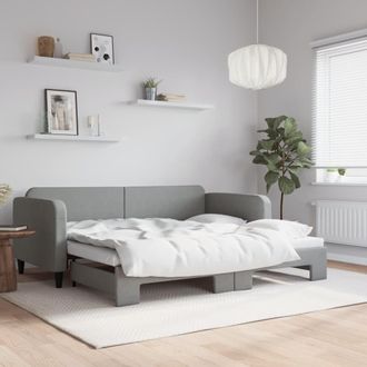 vidaXL Sof&aacute; Cama Nido Tela Gris Claro 90x200 Cm Vidaxl