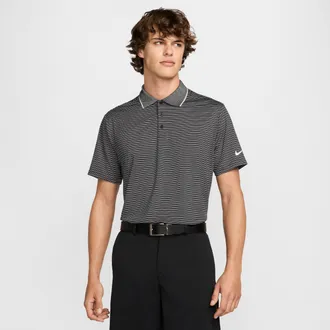 Nike Mens Tour Dri-FIT Striped Golf Polo in Black | FZ7479-010
