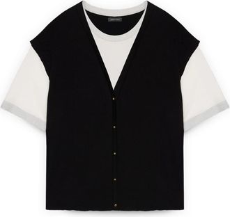 Fiorella Rubino Vest met gecombineerd T-shirt - Dames - T-shirts - Zwart - L - Polyester - Tops