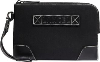 Lancel leather-trimmed zip-top clutch - men - Canvas/Leather - One Size - Black