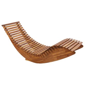Beliani Tumbona Mecedora De Exterior Para Patio De Madera De Acacia Natural Brescia Ii