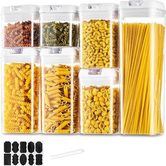 OEM Juego De 10 Recipientes Herm&eacute;ticos Con Tapa, De Pl&aacute;stico Apto Para Alimentos, Para Pasta, Cereales, Harina Y Para Cocinar