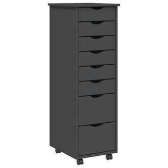 vidaXL Cajonera Con Ruedas Moss Madera Maciza De Pino Gris Vidaxl
