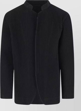Homme Pliss&eacute; Issey Miyake stand collar shirt pleated texture button cuffs