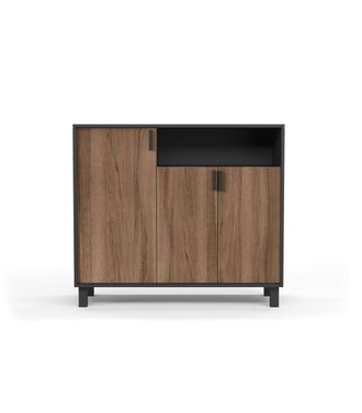 HERDASA Herdasa - Recibidor Zapatero 3 Puertas Modelo 520 Acabado Grafito/nogal Claro. 88 Cm (alto) X 100 Cm (ancho) X 37 Cm (prof.)