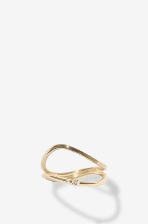 Pascale Monvoisin Doppelter Gelbgold-Ring mit Diamant Dune N&deg;2