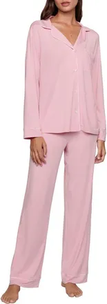 Eberjey Gisele Long Pajamas in Pink Nectar/Ivory at Nordstrom, Size Xx-Small