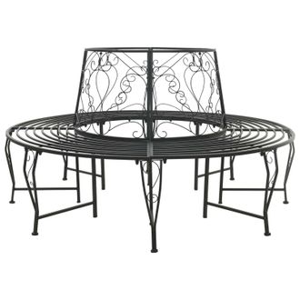 vidaXL Banco De &Aacute;rbol 8-n&uacute;mero De Plazas &Oslash; 160 X 89 Cm Acero Negro Vidaxl