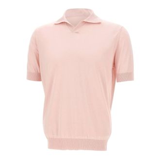 FILIPPO DE LAURENTIIS Polo Shirts, male, Pink, Size: 4XL V-Opening Polo