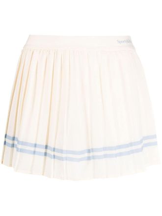 Sporty & Rich stripe-detailing pleated skort - women - Polyester/Elastane/Polyester/Elastane - S - Neutrals