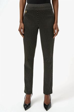 Joseph Ribkoff Dot Print Pull On Slim Fit Pants In Black/gold