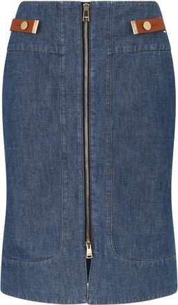 Fendi Jeansrok met ritsdetail - Dames - Spijkerrokken - Blauw - S - Katoen - Rokken