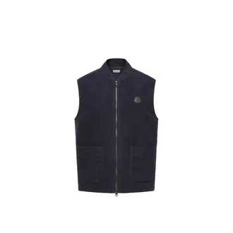 Moncler Moncler Wool Zip-up Vest, Men, Blue, Size: Xxl