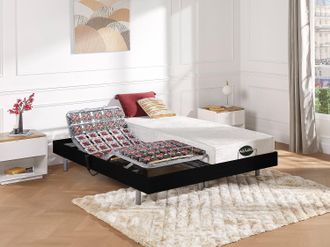 Vente-Unique Set da relax, con sospensioni, memory foam e bamb&ugrave;, LYSIS III di NATUREA - Motori OKIN - 2 x 90 x 200 cm - Nero
