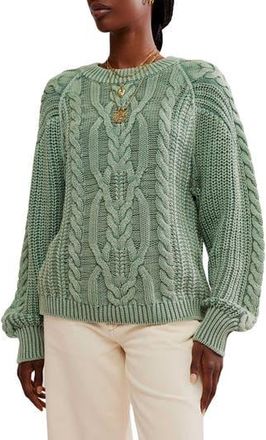 Free People Frankie Cable Cotton Sweater in Sea Spray at Nordstrom Rack, Size X-Large