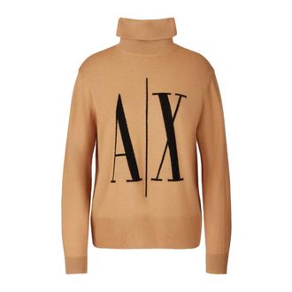 A|X Armani Exchange Beige Wol Sweatshirt Aw 24 Polo Hals - Dames - Coltruien - Beige - M - Wol - Truien & Vesten